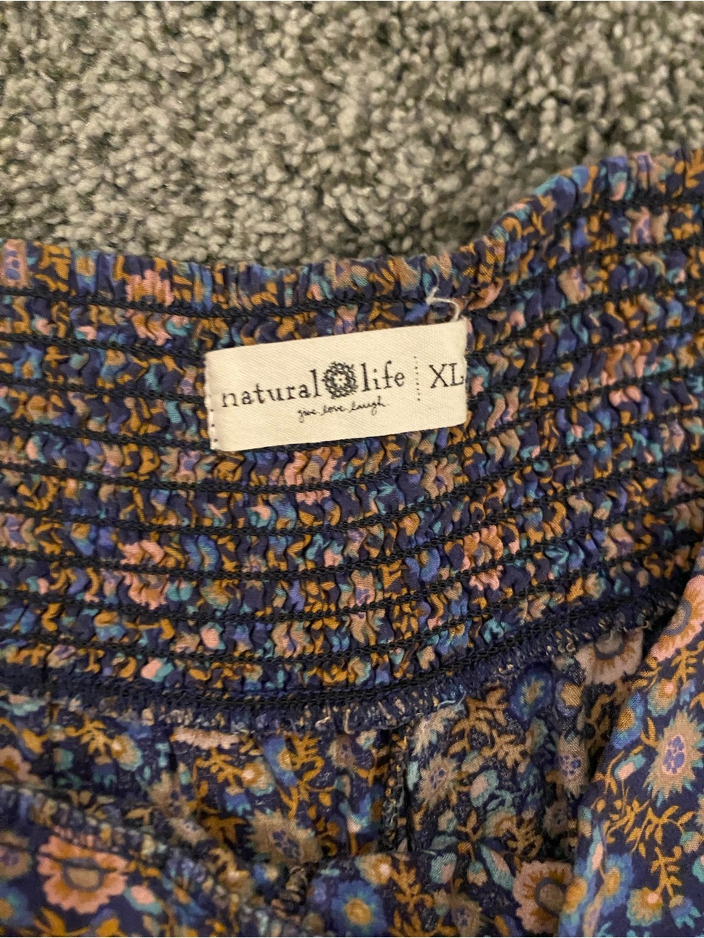 NATURAL LIFE Women's Navy Floral Ruffle Hem Pants - Picture 3 of 4
